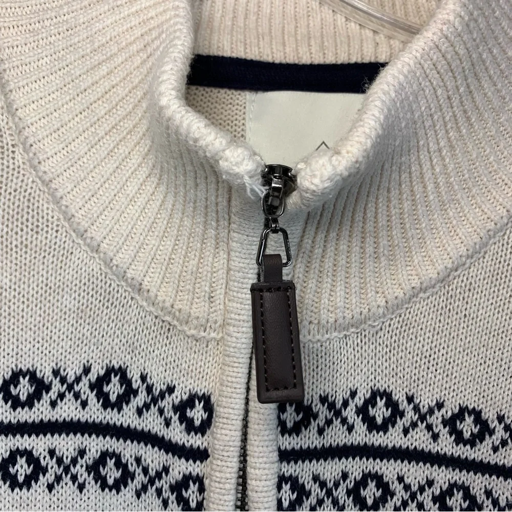 Men’s Fair Isle 1/4 Zip Aspen Sweater- Sz M